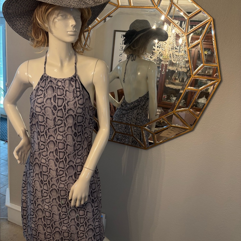 NO BOUNDARIES grey/black animal print halter dress EUC size 15 juniors XL